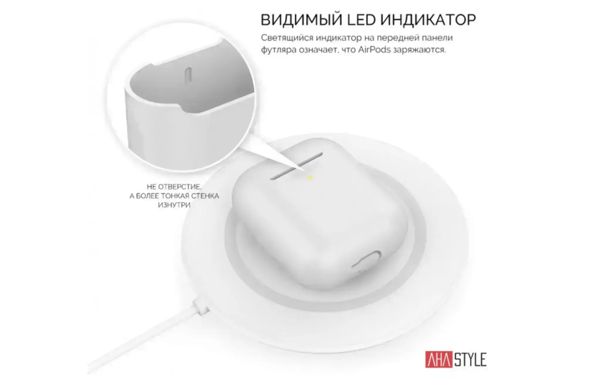 Чехол AHASTYLE дуо для Apple AirPods - White (AHA-02020-WHT)